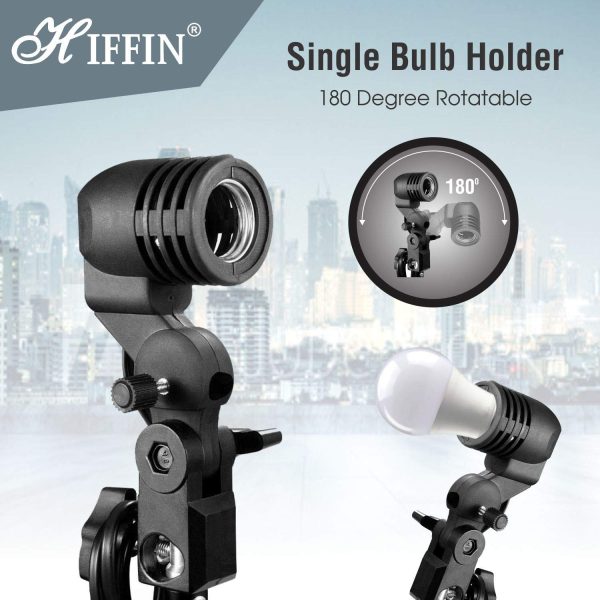 HIFFIN E27 Studio Single Holder Umbrella Lighting Kit for Photography Umbrella White + Light Stand 9Ft and Bulb Holder Kit Set of 2 Daylight Umbrella Continuous & Professional Lighting - Image 3