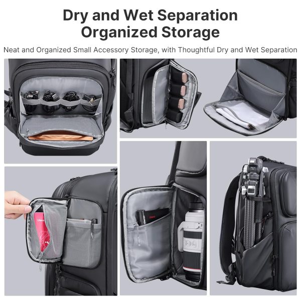 ULANZI BP10 35L Hardshell Camera Backpack, Professional Splash-proof Photography Camera Case Anti Theft Travel f Photographers Unisex Drone DSLR Mirrorless Camera Lens Tripod Holder 17'' Laptop Black - Image 2