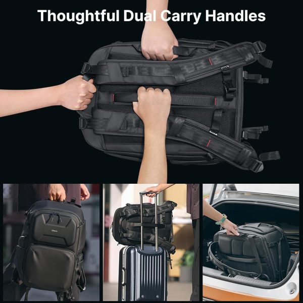 ULANZI BP10 35L Hardshell Camera Backpack, Professional Splash-proof Photography Camera Case Anti Theft Travel f Photographers Unisex Drone DSLR Mirrorless Camera Lens Tripod Holder 17'' Laptop Black - Image 4