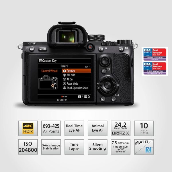 Sony Alpha ILCE-7M3K Full-Frame 24.2MP Mirrorless Digital SLR Camera with 28-70mm Zoom Lens | 4K Full Frame | Real-Time Eye Auto Focus | Tiltable LCD, Low Light Camera - Black - Image 5